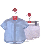 Conjunto bebe niño celeste con lunares, Familia Elba de Del Sur