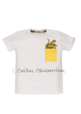 Camiseta niño manga corta blanca con bolsillo lagarto de EMC