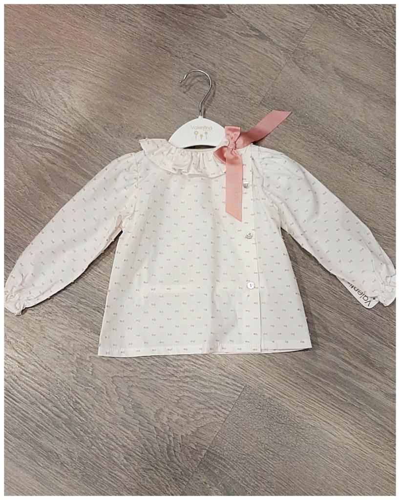 Camisa bebe unisex plumeti lazo rosa o azul de Valentina Bebes