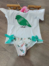 CONJUNTO BAÑO NIÑA PÁJAROS VERDE
