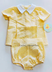 Conjunto bebé niño print rayas amarillas y blancas Colección Rayas de Pio Pio