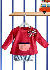 Conjunto Bebé Niña , sudadera Roja con Lazada y Pantalón Bombacho de Valentina Bebés