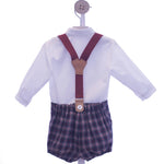 Conjunto bebe niño tartan con tirantes Familia Reina de Del Sur