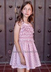 Vestido rosa palo volantes Familia Verona de Nekenia