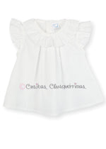 Blusa bebé niña manga corta plisada blanca de Mac Ilusión