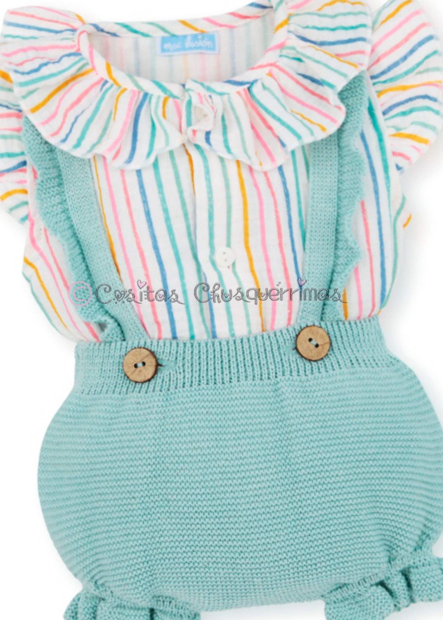 Culotte tirantes y blusa niña aquatic Muselina Menorca de Mac Ilusion