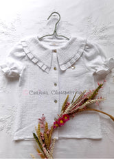 Camisa niña brocada blanco roto Familia Laila de Boeti