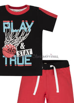 Conjunto niño deportivo camiseta y short rojo y negro de EMC