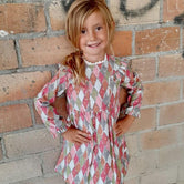 Vestido niña rombos terracotas de Cocote