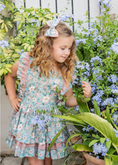Vestido niña turquesa Familia Flores del Bosque de Babine