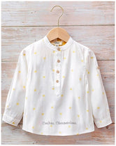 Camisa niño blanco y mostaza Palmeras de Dadati