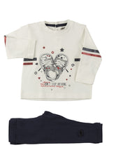 Conjunto bebe niña Sneakers blanco crudo y azul vigore de Losan