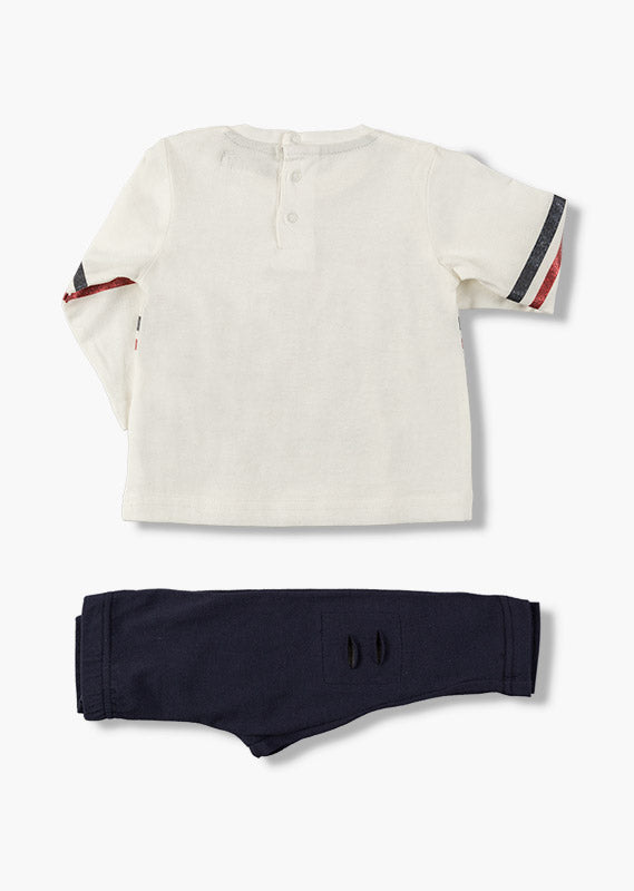 Conjunto bebe niña Sneakers blanco crudo y azul vigore de Losan