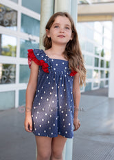 Vestido lunares azul marino Familia Búfalo de Vera