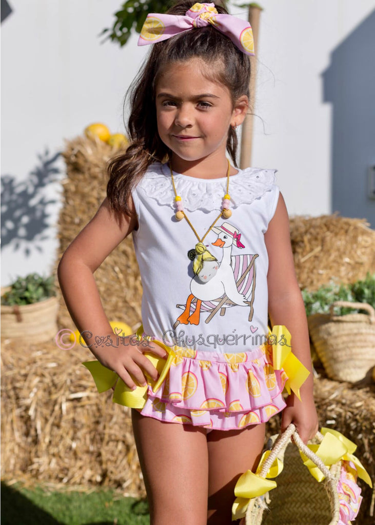 Conjunto niña camisa y Braguita rosa vichy Familia Granja de Mon Petit –  Cositas Chusquérrimas