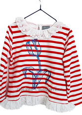 Sudadera niña rayas rojas y blancas Familia Tulipán de Mon Petit Bonbon