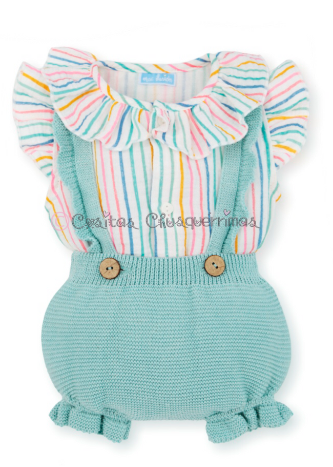 Culotte tirantes y blusa niña aquatic Muselina Menorca de Mac Ilusion