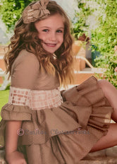 Vestido niña chocolate y encaje Familia Rayas de Babine