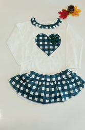 Conjunto Bebé Niña Corazón con Cuadros Verdes Turquesas de Cositas Chusquérrimas Low Cost