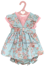 Pichi y blusa bebé niña verde turquesade Valentina Bebés