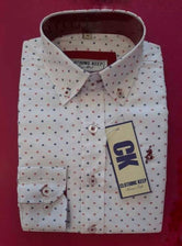 Camisa niño blanca rombos azul y rojos con bolsillo de CK