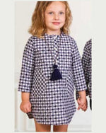 Vestido niña y junior cuadros estrellas blanco y azul de Basmartí