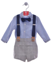 Conjunto bebe niño camisa, pajarita y bombacho a cuadros con tirantes  Familia Hielo de Del Sur