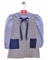 Vestido niña cuadros gris azul y gris rojo Familia Hielo de Del Sur