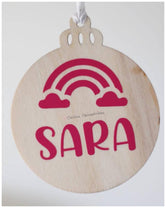 Ornamento Bola Navideña Varios Modelos Nombre Personalizado Hecho a Mano de Madera