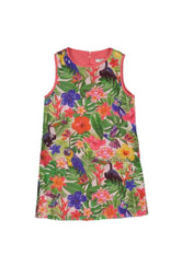 Vestido niña estampado flores y loros de Birba-Trybeyond