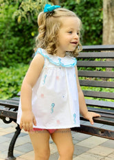 Blusón y ranita bebé niña print caballitos de mar Familia Seahorses de Lililú