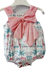 Pelele bebé niña maxi lazada y ribete Familia Sabana Africana de Blanca Valiente