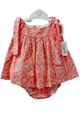 Blusa bebé niña y ranita rojo coral de Valentina Bebés