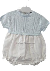 Pelele bebé unisex azul de lana y lino natural de Wedoble