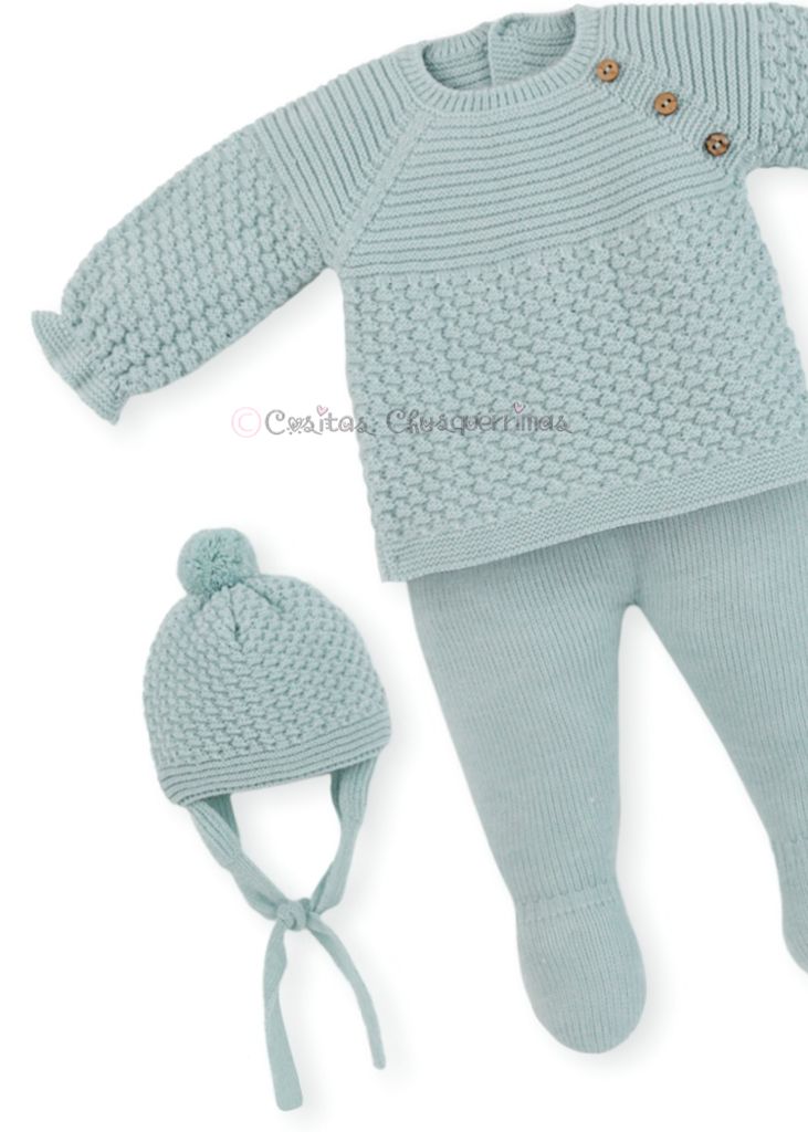 Conjunto bebé niña-unisex 3 piezas canesú menta y  orquidea  Familia "Forest Animal"  de Mac Ilusión