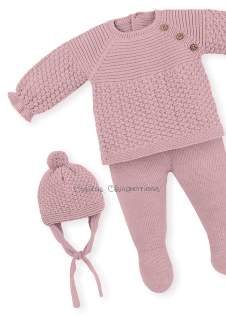 Conjunto bebé niña-unisex 3 piezas canesú menta y  orquidea  Familia "Forest Animal"  de Mac Ilusión