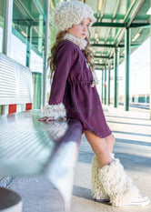 Vestido niña felpa burdeos de Vera