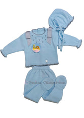 Conjnunto primeras puestas bebé niño celeste y gris Familia Ice de Visi