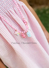 Vestido Niña rosa cuadros vichy Familia Rosa Vichy de Mon Petit Bonbon