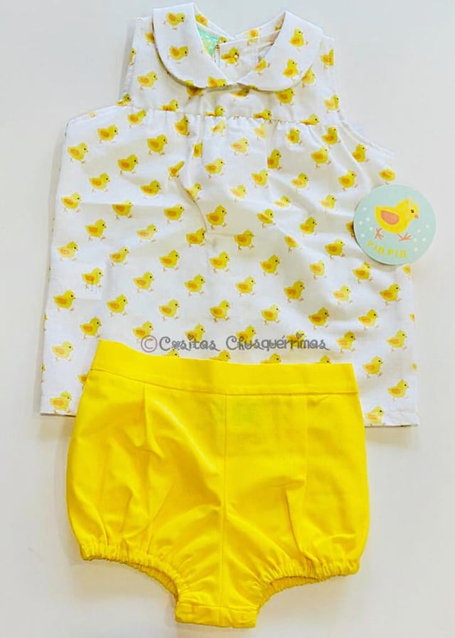 Conjunto bebé niño con print pollitos amarillo Colección Pollitos de Pio Pio