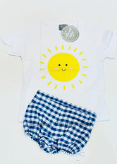 Conjunto niño camiseta y bombacho sol print de la Colección Sol Mon Petit Bonbon