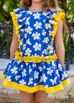 Vestido niña mariposas azul y amarillo Familia Padua de Nekenia