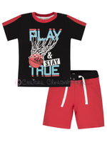 Conjunto niño deportivo camiseta y short rojo y negro de EMC