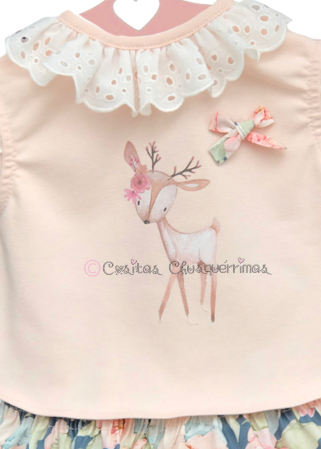 Conjunto bebé niña camiseta y ranita rosa Bamby de Valentina Bebés