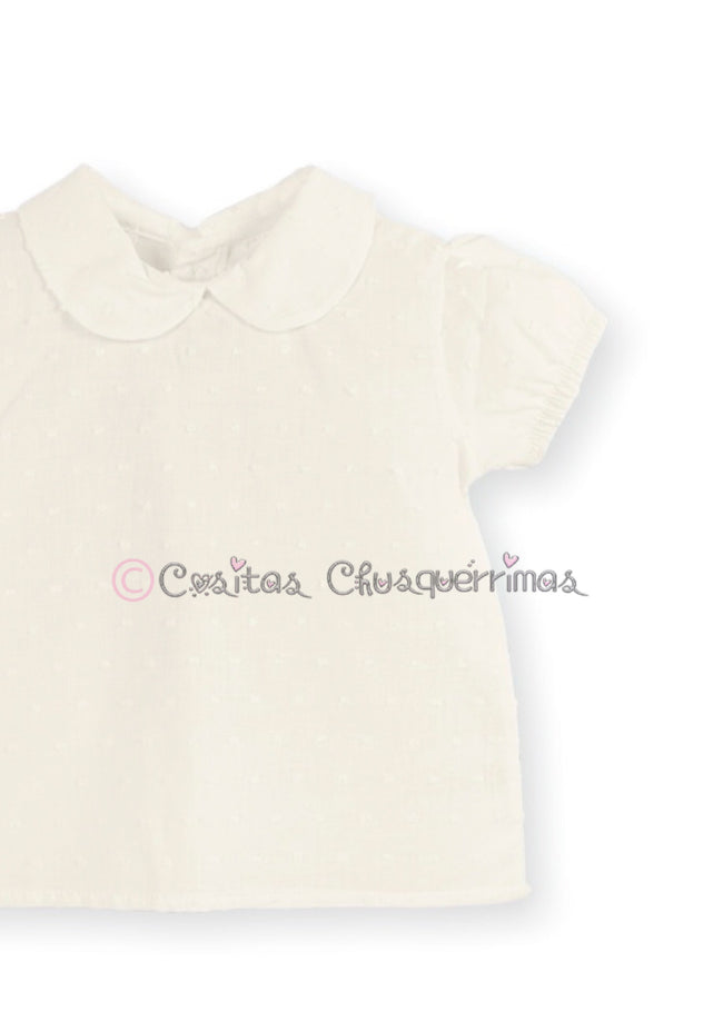 Camisa bebé unisex plumeti blanca o crudo de Mac Ilusión