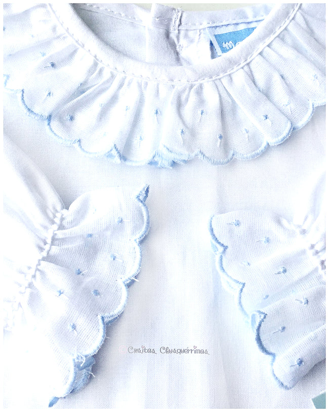 Camisa bebe niño topos celestes blanco de Mac Ilusion