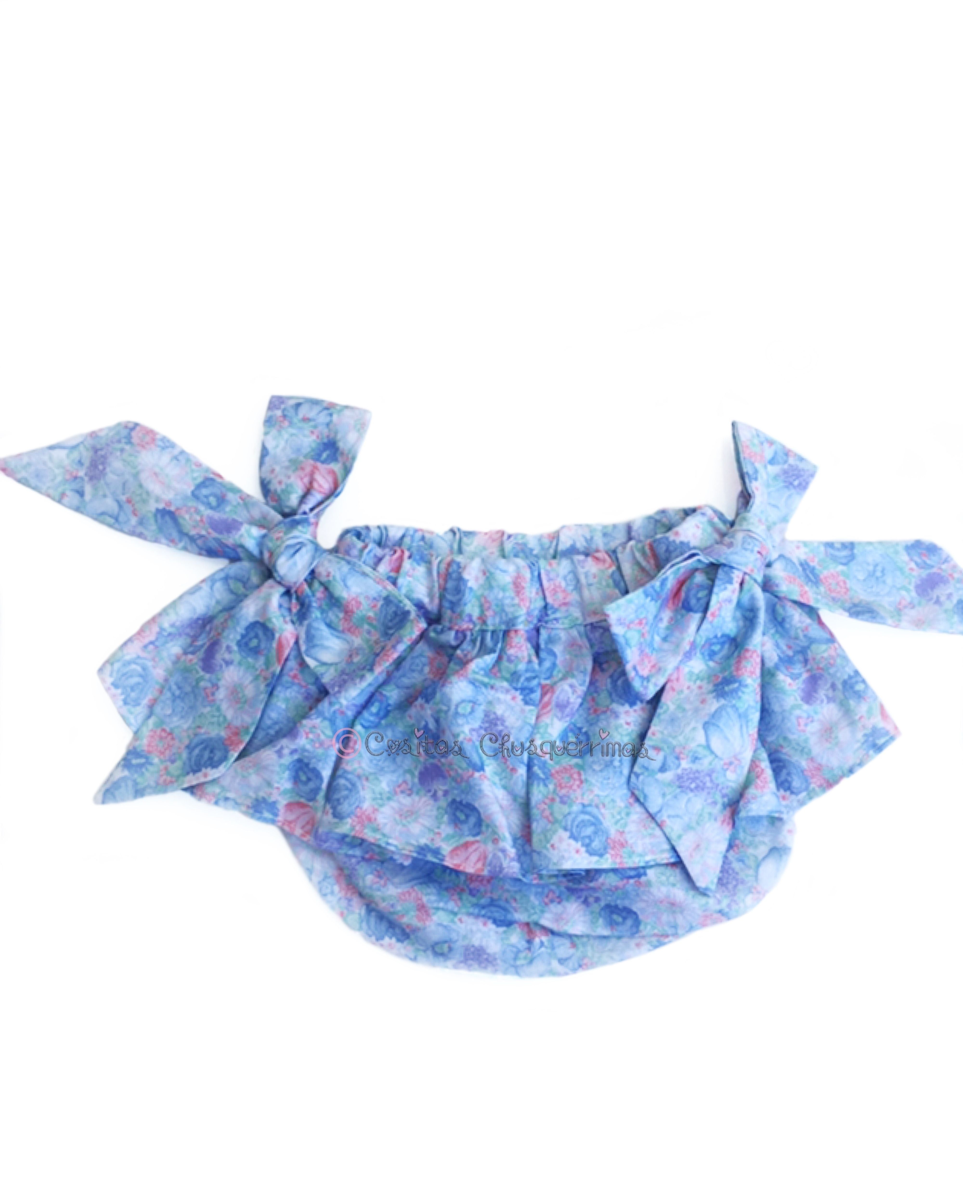 Culotte bebe niña volante lazos flores azul de Valentina Bebes – Cositas  Chusquérrimas