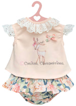 Conjunto bebé niña camiseta y ranita rosa Bamby de Valentina Bebés