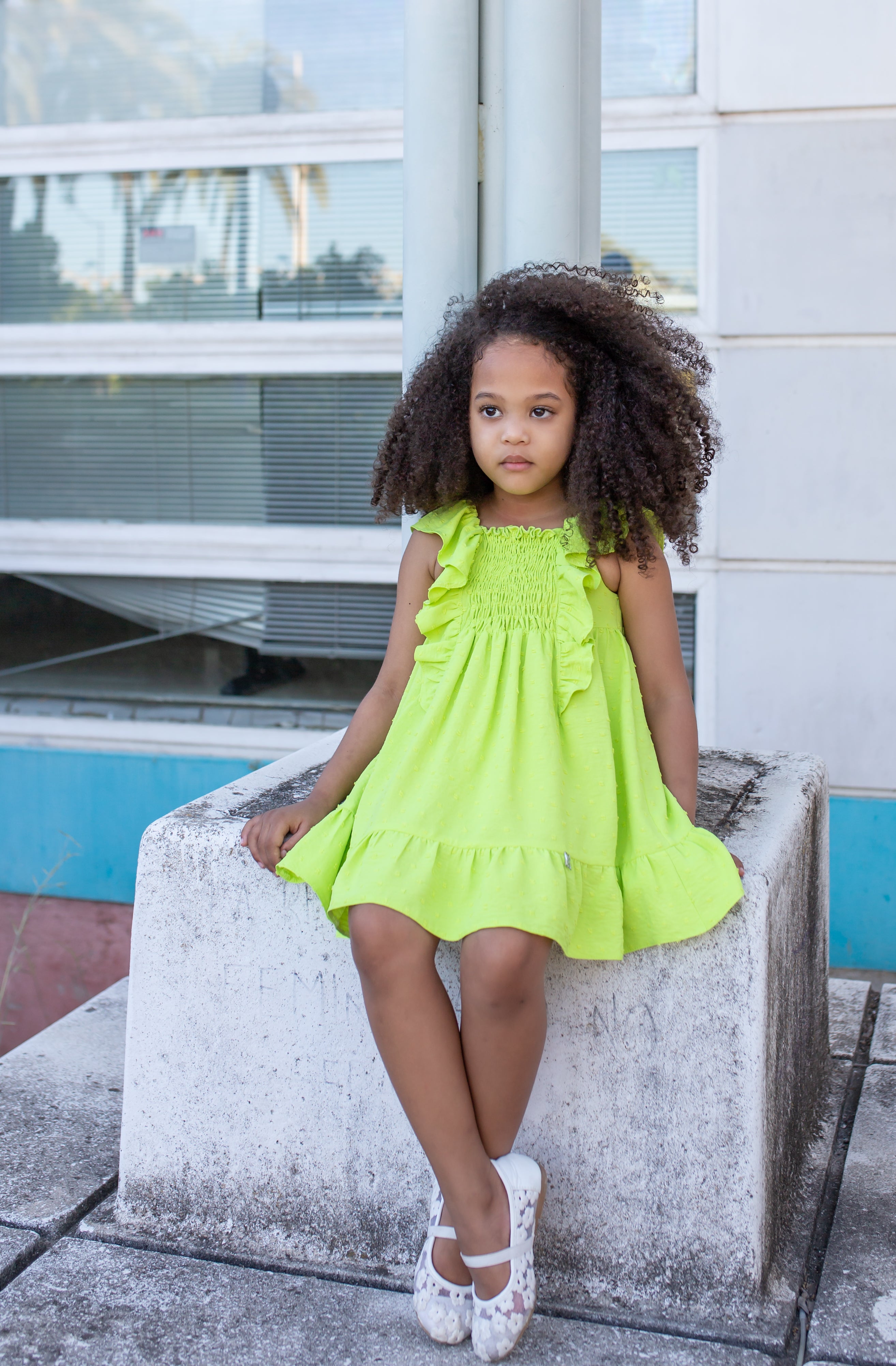 Vestido Verde Bebe Niña Vestido Niña Verde Fluor Familia Gato De
