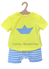 Conjunto bebé niño y niño camiseta barco de papel y pantalón de Valentina Bebes